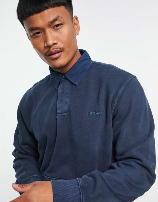 Carhartt WIP duster collared sweatshirt in dark navy