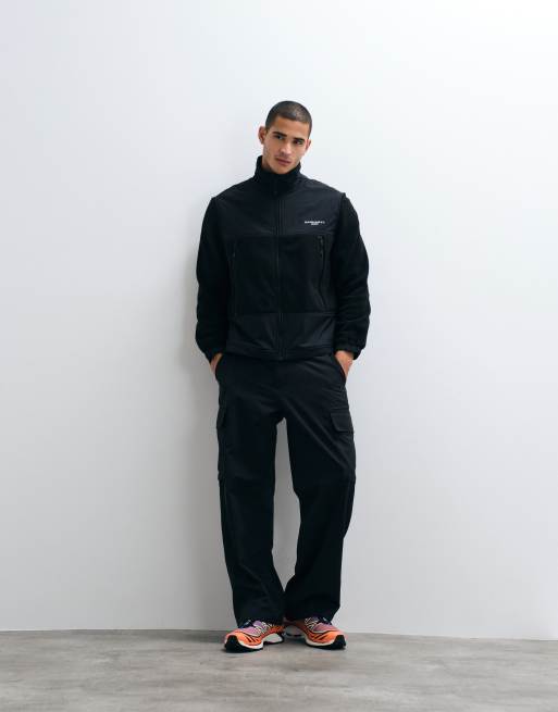 Carhartt WIP - Edmore - Giacca nera con zip e pannelli a contrasto, 3 di 5