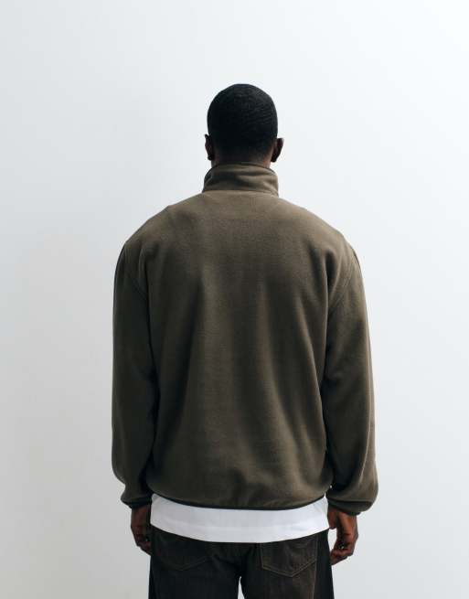 Carhartt WIP Edmore half zip fleece sweatshirt in khaki, 4 of 5