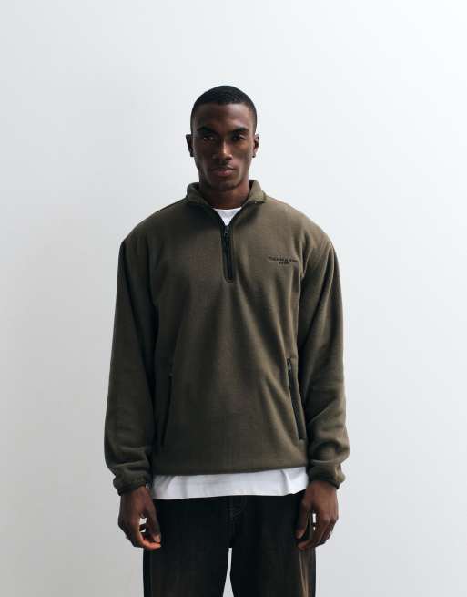 Carhartt WIP Edmore half zip fleece sweatshirt in khaki, 5 of 5