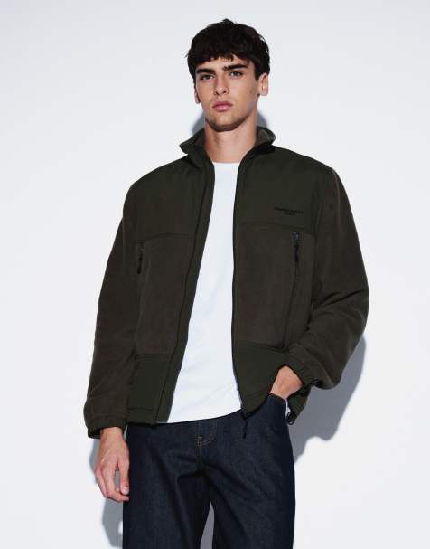 Carhartt WIP Edmore rozpinana kurtka polarowa z kontrastowymi panelami w kolorze khaki - view 1
