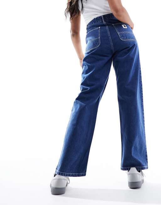 Carhartt WIP - Eenvoudige losvallende jeans in blauw met stone wash
