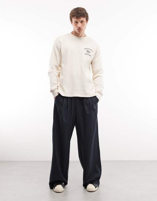 Carhartt WIP eightynine long sleeve waffle t-shirt in neutral, 2 of 5