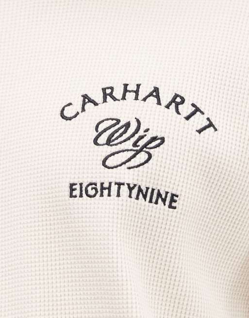 Carhartt WIP eightynine long sleeve waffle t-shirt in neutral, 3 of 5