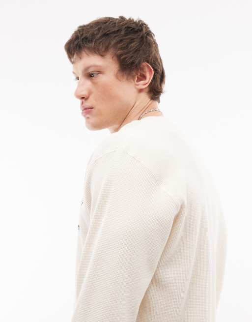 Carhartt WIP eightynine long sleeve waffle t-shirt in neutral, 4 of 5