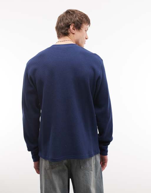 Carhartt WIP - Eightynine - T-shirt a maniche lunghe blu navy a nido d'ape, 5 di 5