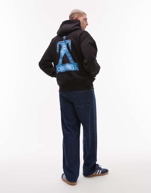 Carhartt WIP electric boogie oversized pullover hoodie in black, 2 of 5