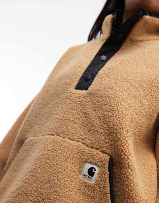 Carhartt WIP Elliot collo a imbuto con mezza zip e fodera in pile in Hamilton Brown, 3 di 4