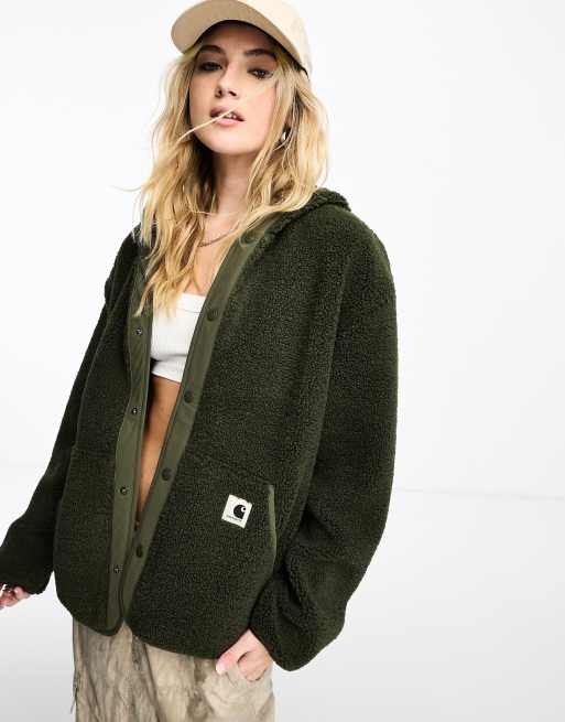 Carhartt WIP - Elliot - Giacca verde in pile con cappuccio