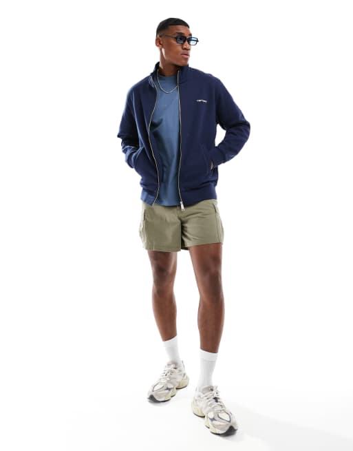 Carhartt WIP embroided logo track jacket in navy, 3 of 4