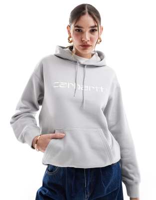 Carhartt WIP embroidered hoodie in soft grey