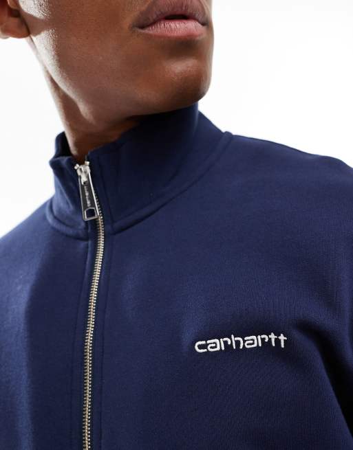 Carhartt WIP embroidered logo track jacket in navy, 2 of 4