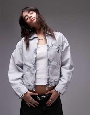 Carhartt WIP - Emery - Jeansjacke in grauer Waschung mit Reißverschluss