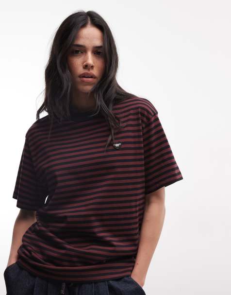 Carhartt WIP - Essy - Camiseta burdeos oscuro a rayas - view 1