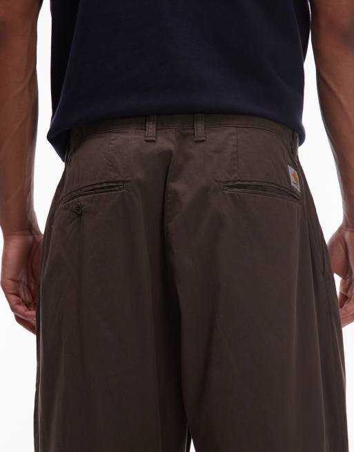 Carhartt WIP Evan loose tapered fit pants in brown, 4 of 5