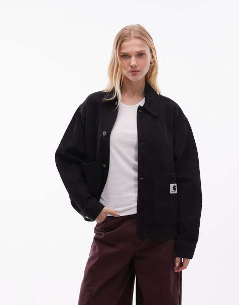 Carhartt WIP – Everson – Czarna jeansowa kurtka koszulowa w kratę - view 1