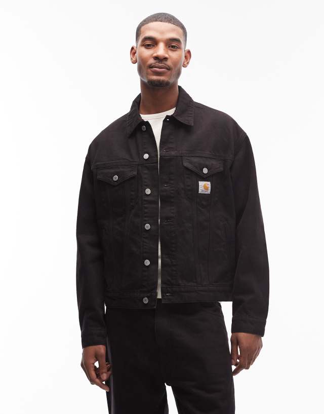 Carhartt WIP everson denim trucker jacket co-ord in black/brown