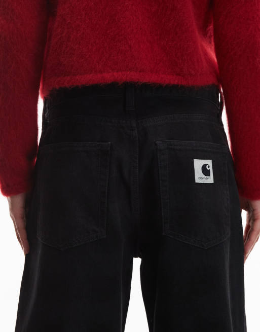 Carhartt WIP – Everson – Schmal zulaufende Denim-Jeans in kariertem Schwarz, 4 von 5