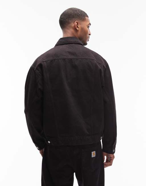 Carhartt WIP - Everson - Trucker-jakke i sort/brun denim - Del af sæt, 3 af 5
