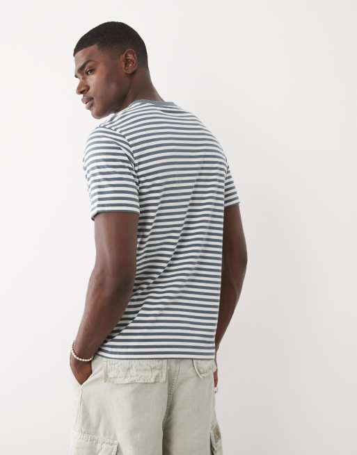 Carhartt WIP – Ezra – Blå, randig t-shirt med ficka, 5 av 7