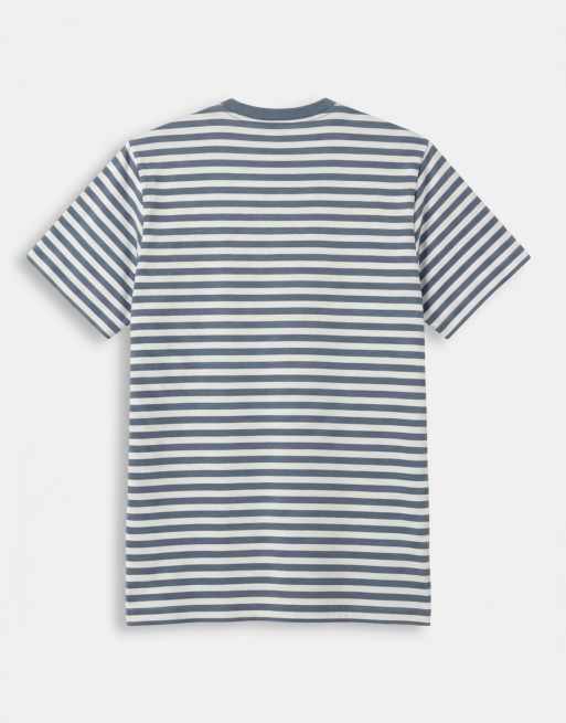 Carhartt WIP – Ezra – Blå, randig t-shirt med ficka, 7 av 7