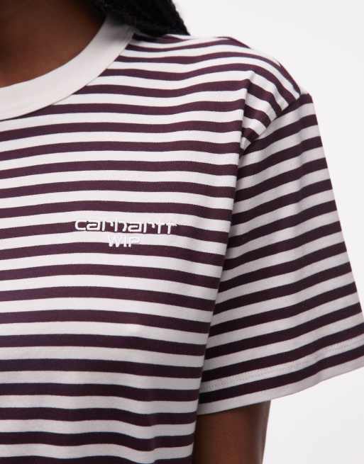 Carhartt WIP – Ezra – Gestreiftes T-Shirt in Burgunderrot, 4 von 4