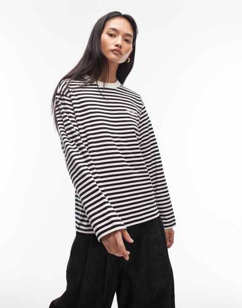 Carhartt WIP ezra long sleeve t-shirt in black and white stripe - view 1