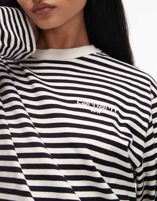 Carhartt WIP - Ezra - T-shirt à manches longues et rayures - Noir et blanc, 3 de 4