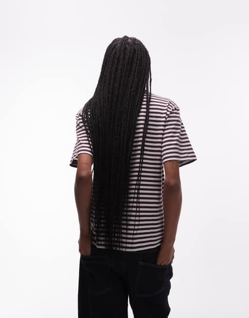 Carhartt WIP ezra t-shirt in burgundy stripe, 3 of 4
