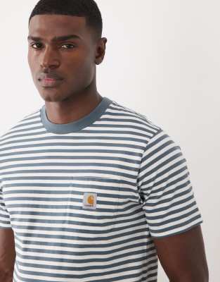 Carhartt WIP - Ezra - T-shirt rayé avec poche - Bleu