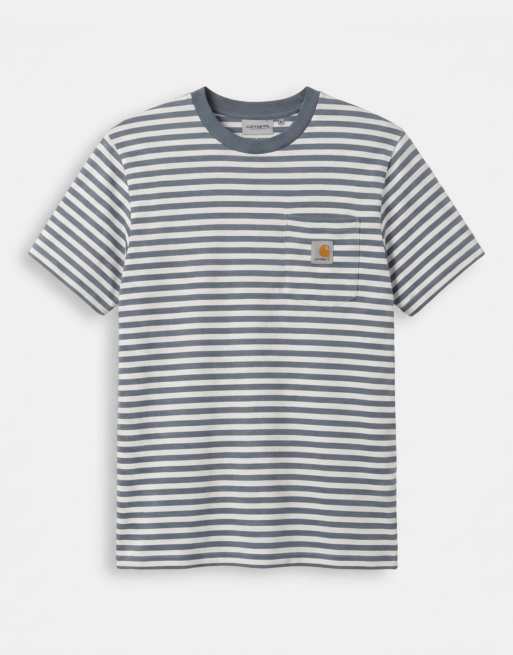 Carhartt WIP - Ezra - T-shirt rayé avec poche - Bleu, 6 de 7
