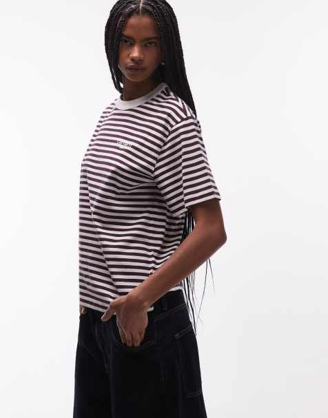 Carhartt WIP – Ezra – Vinrödrandig t-shirt - view 1