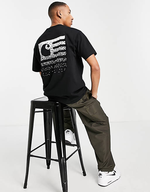 Men Carhartt WIP fade state backprint t-shirt in black 