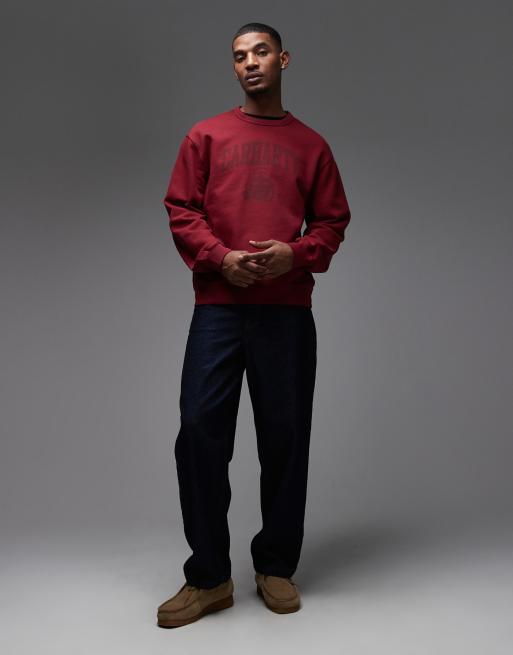 Carhartt WIP faded pond corps oversized pullover sweatshirt in burgundy, 2 of 5
