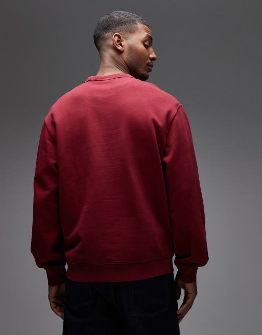 Carhartt WIP faded pond corps oversized pullover sweatshirt in burgundy, 3 of 5