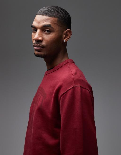 Carhartt WIP - Faded Pond Corps - Oversized sweatshirt in bordeauxrood, 4 van 5
