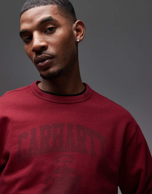 Carhartt WIP - Faded Pond Corps - Oversized sweatshirt in bordeauxrood, 5 van 5