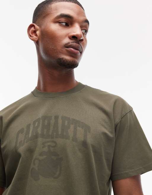 Carhartt WIP faded pond corps t-shirt in green, 5 of 5