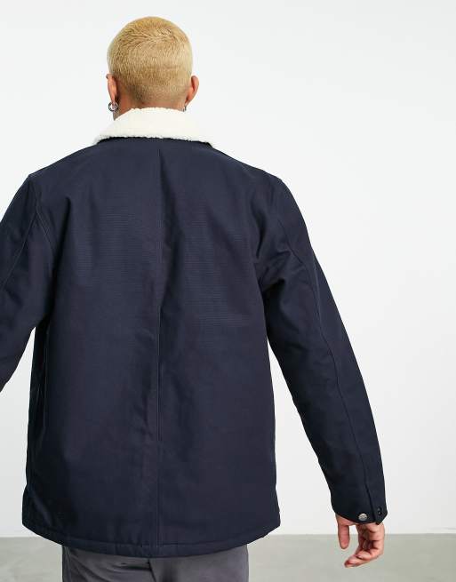 Carhartt WIP fairmount pile lined coat in navy