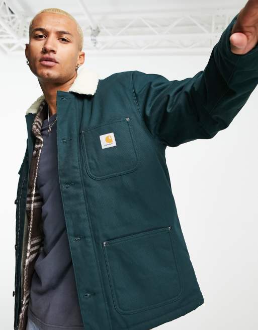 Carhartt WIP fairmount pile lined jacket in forest green | ASOS