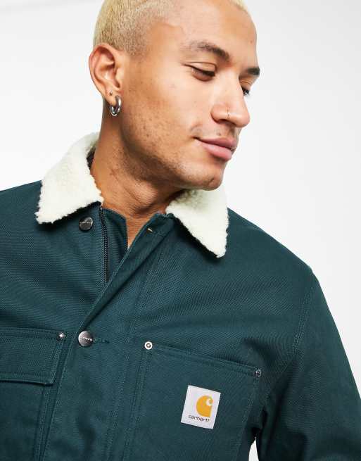 Carhartt WIP fairmount pile lined jacket in forest green | ASOS