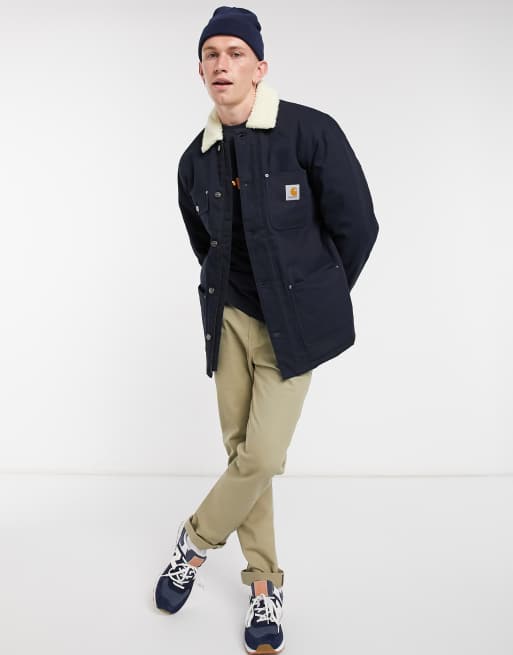 Carhartt WIP fairmount sherpa lined jacket in navy | ASOS