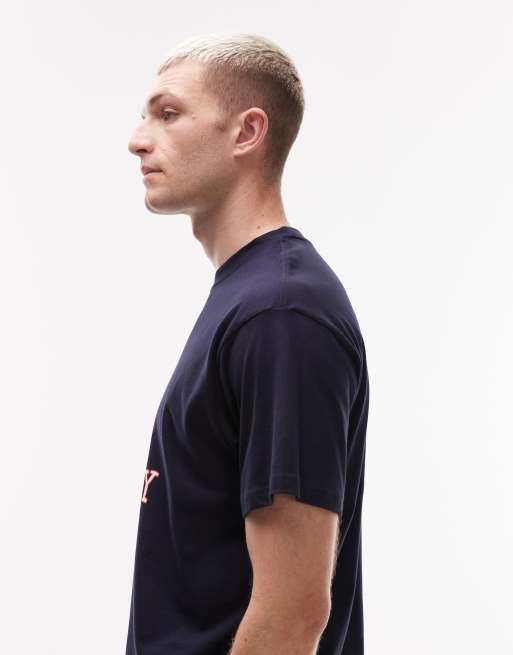 【carhartt】\"S/S Fairplay\"コットン プリントTシャツ/dark navy Carhartt WIP W' S/S Sydney T-Shirt, Sydney Stripe, Dusky