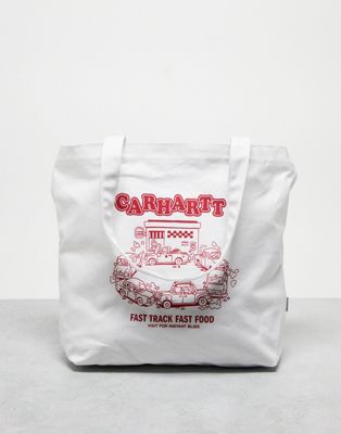 Carhartt WIP fast food tote bag in white