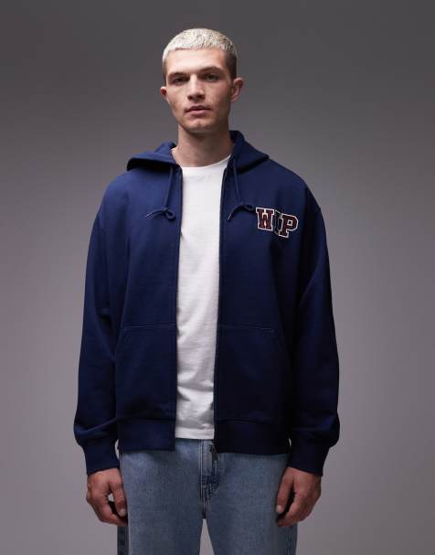 Carhartt WIP - Felpa blu con cappuccio, logo e zip - view 1