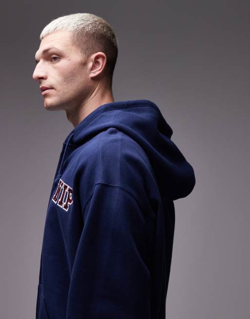 Carhartt WIP - Felpa blu con cappuccio, logo e zip, 4 di 5