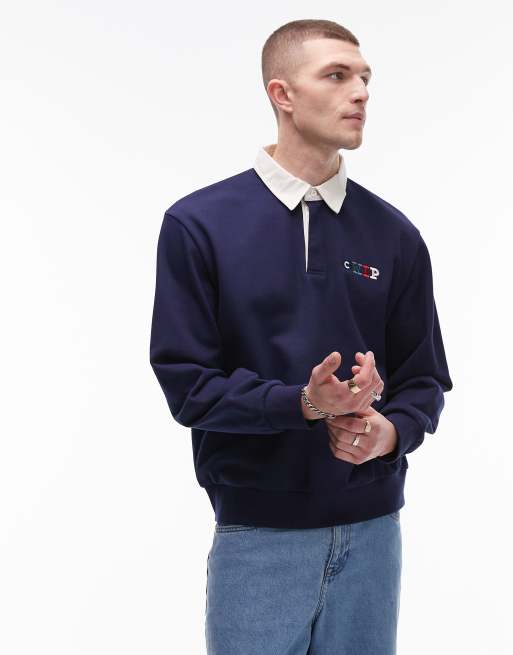 Carhartt WIP - Felpa blu navy stile rugby con bandiere, 2 di 4