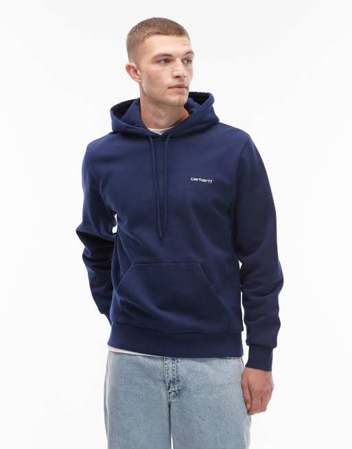 Carhartt WIP - Felpa con cappuccio blu con scritta ricamata