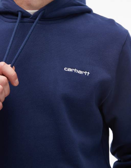 Carhartt WIP - Felpa con cappuccio blu navy con scritta ricamata, 5 di 5