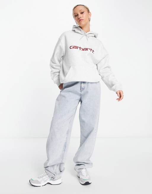 Carhartt WIP - Felpa con cappuccio comoda grigia con logo ricamato, 4 di 4
